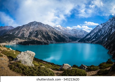 Spectacular scenic Big Almaty Lake ,Tien Shan Mountains in Almaty, Kazakhstan