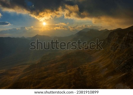 Similar – Foto Bild Panoramic mountain view from Brienzer Rothorn at Sunset