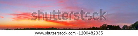 Spectacular sunset sky panorama in northern germany