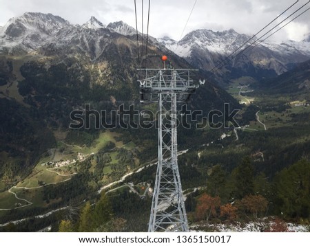 Spectacular view of the Bregaglia Valley in Switzerland from the cable car to the Albigna dam