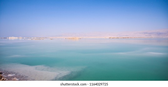 Spectacular View Of The Dead Sea Southern Basin, Located In The Jordan Rift Valley, The Deepest Hypersaline Lake In The World, One Of The World's First Health Resorts.