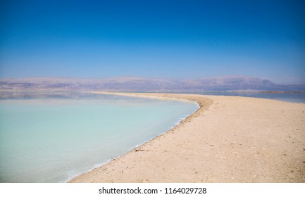 Spectacular View Of The Dead Sea Southern Basin, Located In The Jordan Rift Valley, The Deepest Hypersaline Lake In The World, One Of The World's First Health Resorts.