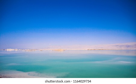 Spectacular View Of The Dead Sea Southern Basin, Located In The Jordan Rift Valley, The Deepest Hypersaline Lake In The World, One Of The World's First Health Resorts.