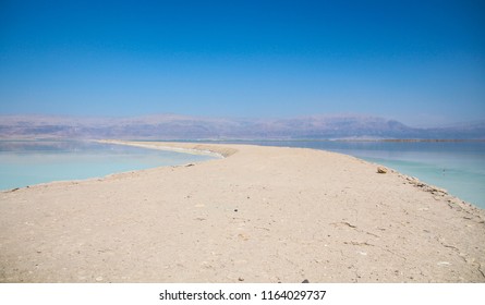 Spectacular View Of The Dead Sea Southern Basin, Located In The Jordan Rift Valley, The Deepest Hypersaline Lake In The World, One Of The World's First Health Resorts.