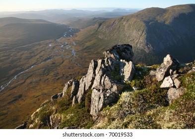 The spectacular view from the devils point in the Cairngorm mountains of Scotland.