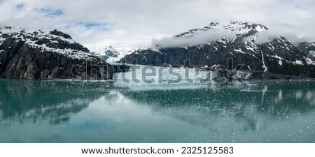Spectacular view of the Glacier Bay Basin in southeastern Alaska, USA. A stunning U.S. National Monument, National Park and Preserve. UNESCO World Biosphere Reserve