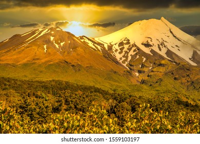 Spectacular View Of Mount Taranaki  FromMt Egmont National Park Near The Dawson's Creek Waterfall