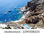 Spectacular views of Oia, over the cliffs, Santorini, Greece