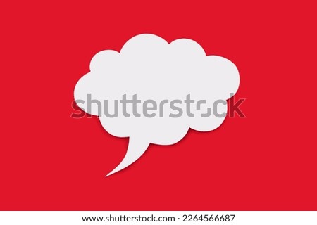 Speech bubble in the form of a cloud on a red background. Free space for text. Empty white speech bubble with text writing option. The concept of speech communication on the Internet