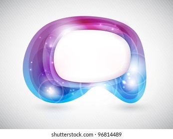 Speech bubble with light effects. Semitransparent overlying shapes forming an abstract bubble in shades of blue and purple. Space for your text.