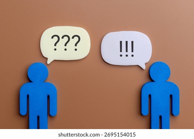 Speech bubble with a question mark and exclamation mark. Communication conflict, argument and dispute concept.