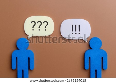 Speech bubble with a question mark and exclamation mark. Communication conflict, argument and dispute concept.
