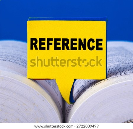 Speech bubble with reference word placing on opened book pages