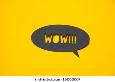 Speech Bubble Sticker With Wow. Paper Cut Work.