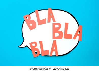 Speech bubble with a text Bla-bla-bla on a blue background. Comic cloud 