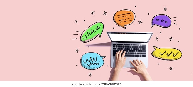 Speech bubbles and a laptop computer - Powered by Shutterstock