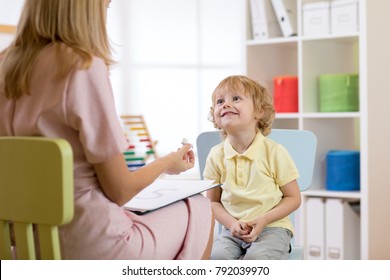 Speech Therapist Working Child Boy Office Stock Photo 792039970 ...