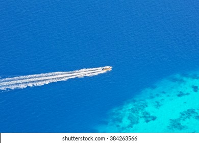 Speed Boat From Aerial View, Maldives