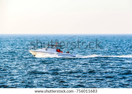 Speed boat in Arabian Sea, Dubai, United Arab Emirates