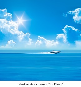 Speed Boat Blue Sky