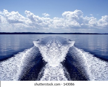 Speed Boat Wake, Wake From The Back Of A Speed Boat