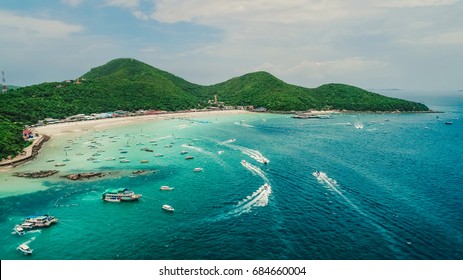 Speed boats driving tourists to Tawaen beach.Koh Larn island and his tropical beaches. Beautiful landscape of Thailand sea and boats.Crystal clear water. Pattaya city,Thailand. - Powered by Shutterstock