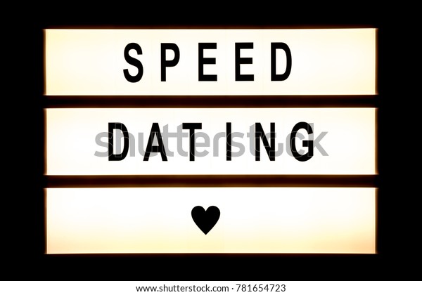 Speed dating hanging\
light box sign board.