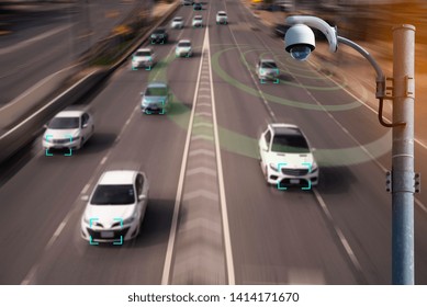 A Speed Dome Camera New Technology 4.0 Signal For Checking Speed Of Cars On High Way And Check For Safe Accident Are Signal Of Cars Motion Detection Check By CCTV System 