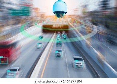 A Speed Dome Camera New Technology 4.0 Signal For Checking Speed Of Cars On High Way And Check For Safe Accident Are Signal Of Cars Motion Detection Check By CCTV System 