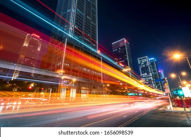 Speed effect of city night in Shenzhen Financial District