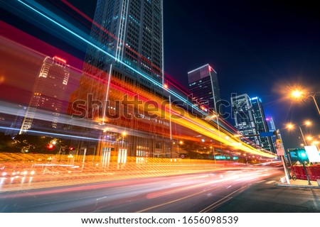 Speed effect of city night in Shenzhen Financial District

