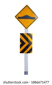  Speed Hump Sign, Traffic Sigh Isolated On White Background.