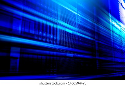 speed light line motion blur, data transfer simulation, modern data center blue toning