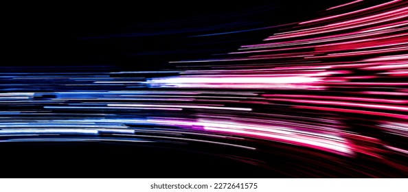 speed light line motion blur on dark background, data transfer simulation, blue to red lights - Shutterstock ID 2272641575