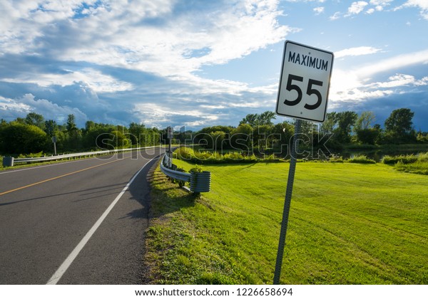 Speed Limit Sign Green Canadian Countryside Stock Photo 1226658694 ...