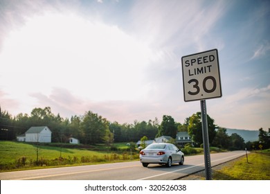 Speed Limit Sign On A Highway