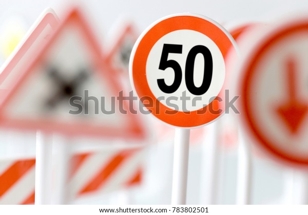 speed limit sign\
- transport and traffic -  limited speed sign and variety oh\
others, traffic rules\
concept