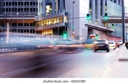 Speed Morning Traffic Motion Blur In Europe