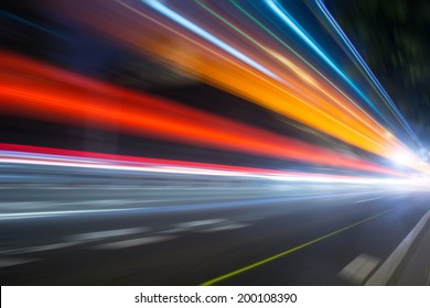 Speed Motion On Road At Night 