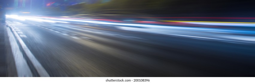 Speed Motion On Road At Night 