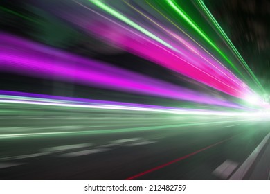 Speed Motion On Road At Night