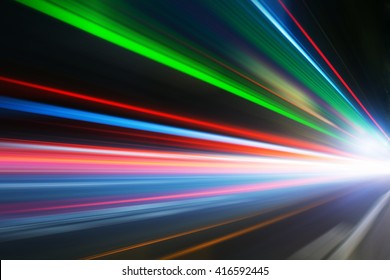 Speed Motion On Road At Night