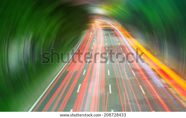speed motion on road at\
night