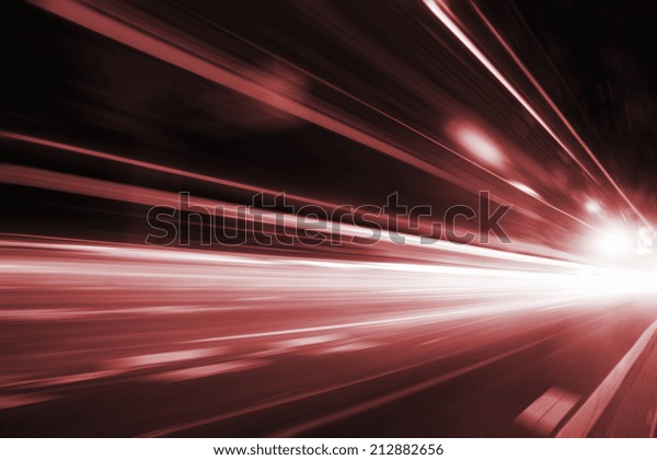 Speed motion on road at\
night
