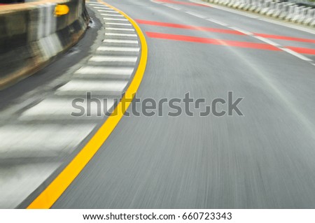 Speed motion in urban highway road tunnel. Acceleration super fast speedy motion blur.