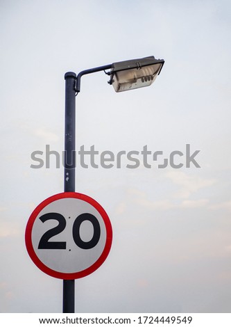 Speed ​​limit signs and chrome solar lights in Thailand