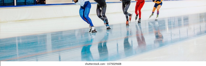 Speed Skating Competition Mass Start Men Athletes Skaters