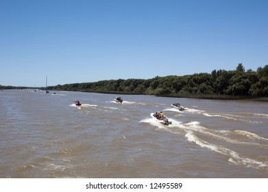 Speedboats At Rio De La Plata,Argentina