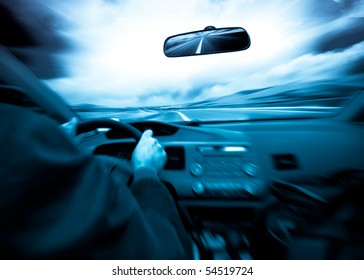 speeding car on the road,shoot in this car.