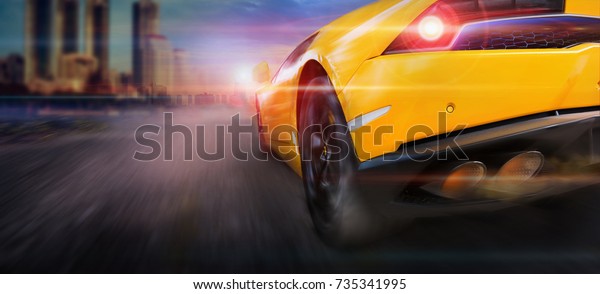 Speeding with sport car in\
city